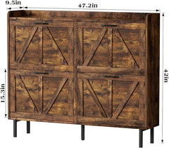 EOYUTLLY Shoe Cabinet Storage for Entryway, Narrow Shoe Rack Cabinet with 4 Flip Drawers, Freestanding Hidden Shoe Rack Storage Organizer, White with Metal Legs