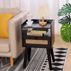 EOYUTLLY Nightstand Set of 2, End Table with Charging Station and Drawer Storage, Bedside Table with USB Ports Modern End Table for Living Room, Bedroom and Small Space, Black