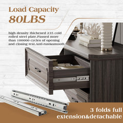 6 Drawer Dresser, 52" Wide Modern Chest of Drawers with Embossed Textures & Beveled Edges, Wood Double Dresser Farmhouse Storage Dressers Drawer Organizers for Bedroom, Living Room, Grey