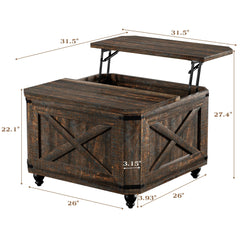 Farmhouse Lift Top Coffee Table with Hidden Storage, Wood Square Coffee Table for Living Room, Modern Center Table with Legs for Home Office, Bedroom, White
