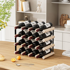 Wooden Wine Rack Countertop- Stylish Wine Racks for Cabinets, Perfect for Organizing and Displaying Your Wine Collection, Durable & Space-Saving Wine Storage Solution(16 Bottles)