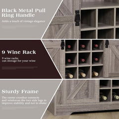 EOYUTLLY Coffee Bar Cabinet with Storage,47" Farmhouse Kitchen Buffet Sideboard with Sliding Barn Door and Adjustable Shelves,Liquor Cabinet Bar for Home,Dining Living Room, Dark Rustic Oak