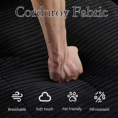 Love seat Sofa Couch for Living Room, Corduroy Fabric, Modern Memory Foam Compressed Sofa with Pillows, High-Resilience Memory Foam, Easy Assembly for Small Spaces (Grey, 1 Seat)