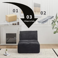 Love seat Sofa Couch for Living Room, Corduroy Fabric, Modern Memory Foam Compressed Sofa with Pillows, High-Resilience Memory Foam, Easy Assembly for Small Spaces (Grey, 1 Seat)