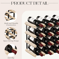 Wooden Wine Rack Countertop- Stylish Wine Racks for Cabinets, Perfect for Organizing and Displaying Your Wine Collection, Durable & Space-Saving Wine Storage Solution(16 Bottles)