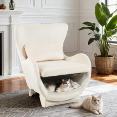 Velvet Fabric Living Room Chair, Modern Oval Round Armchair, 2 in 1 Pet Friendly Single Sofa Chair with Thickened Backrest and Classic Track Arms for Office/Bedroom/Reading Spaces, Orange