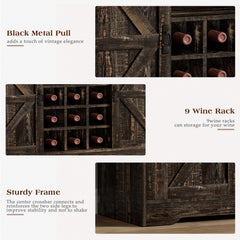 EOYUTLLY Coffee Bar Cabinet with Storage,47" Farmhouse Kitchen Buffet Sideboard with Sliding Barn Door and Adjustable Shelves,Liquor Cabinet Bar for Home,Dining Living Room, Dark Rustic Oak