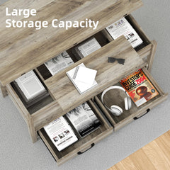 42'' Lift Top Coffee Table, 4-in-1 Multifunctional Lift Coffee Table with Storage & Hidden Compartments, Farmhouse Coffe Table with Lifting top for Living Room, Dining Reception Room, White