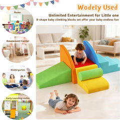 Large 8-Piece Foam Climbing Blocks for Toddlers, Soft Play Climbing Toys with Non-Slip Bottom, Baby Climbing Blocks Boost Motor Skills & Coordination,Indoor Play Gym Set for Climbing & Crawling