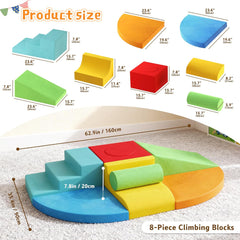 Large 8-Piece Foam Climbing Blocks for Toddlers, Soft Play Climbing Toys with Non-Slip Bottom, Baby Climbing Blocks Boost Motor Skills & Coordination,Indoor Play Gym Set for Climbing & Crawling