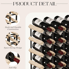 Wooden Wine Rack Countertop- Stylish Wine Racks for Cabinets, Perfect for Organizing and Displaying Your Wine Collection, Durable & Space-Saving Wine Storage Solution(16 Bottles)