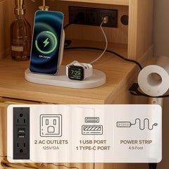 EOYUTLLY 48" Fluted Makeup Vanity Desk with 36" Mirror and Light,Modern Glass Top Vanity Table with Charging Station,5 Drawers, 3 Adjustable Shelves & 3 Color Lighting Mode, Bedroom Dressing Table,Oak