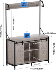 SYESWAY 55-75 Gallon Fish Tank Stand with Power Outlets, Heavy Duty Metal Frame Aquarium Stand with Barn Door, Turtle Reptile Terrariums Stand, 1000LBS Capacity, Brown