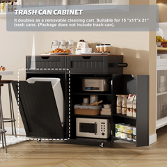 SNYNUXX Kitchen Island with Drop Leaf, Rolling Mobile Island Cart with Drawer, Wooden Countertop and Lockable Casters, Black-35.43"x23.62"x35.43"