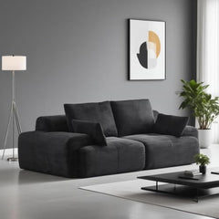 Love seat Sofa Couch for Living Room, Corduroy Fabric, Modern Memory Foam Compressed Sofa with Pillows, High-Resilience Memory Foam, Easy Assembly for Small Spaces (Grey, 1 Seat)