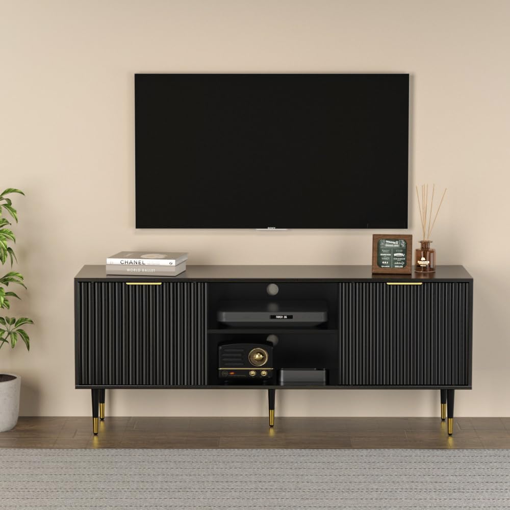 55”Floating Entertainment Center with LED Lights for 60/65/70 Inch TV, Floating TV Shelf with 5 Timers & 3 Colors & 6 Brightness Levels, Marble Wall-Mounted TV Stand for Living Room,Bedroom, White