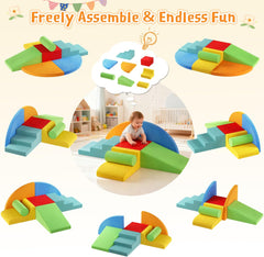 Large 8-Piece Foam Climbing Blocks for Toddlers, Soft Play Climbing Toys with Non-Slip Bottom, Baby Climbing Blocks Boost Motor Skills & Coordination,Indoor Play Gym Set for Climbing & Crawling