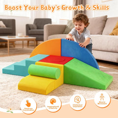 Large 8-Piece Foam Climbing Blocks for Toddlers, Soft Play Climbing Toys with Non-Slip Bottom, Baby Climbing Blocks Boost Motor Skills & Coordination,Indoor Play Gym Set for Climbing & Crawling